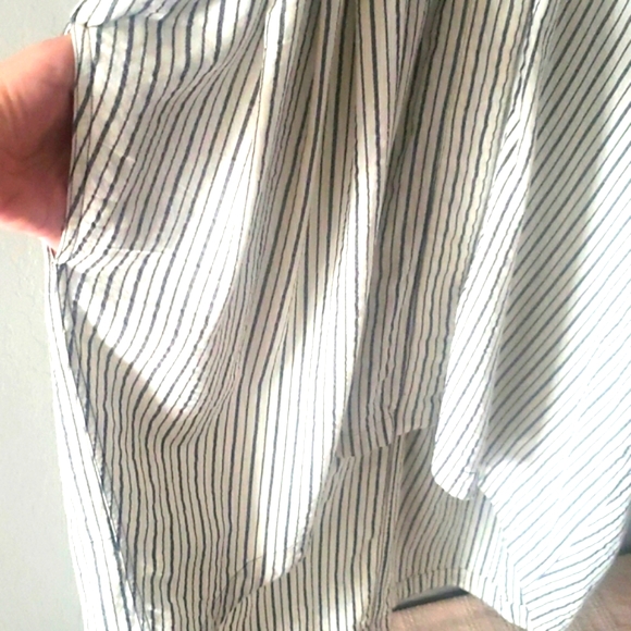 Billy Reid Stripe Drawstring Waist Shirt Dress White Charcoal One Size XS-L - Picture 8 of 16